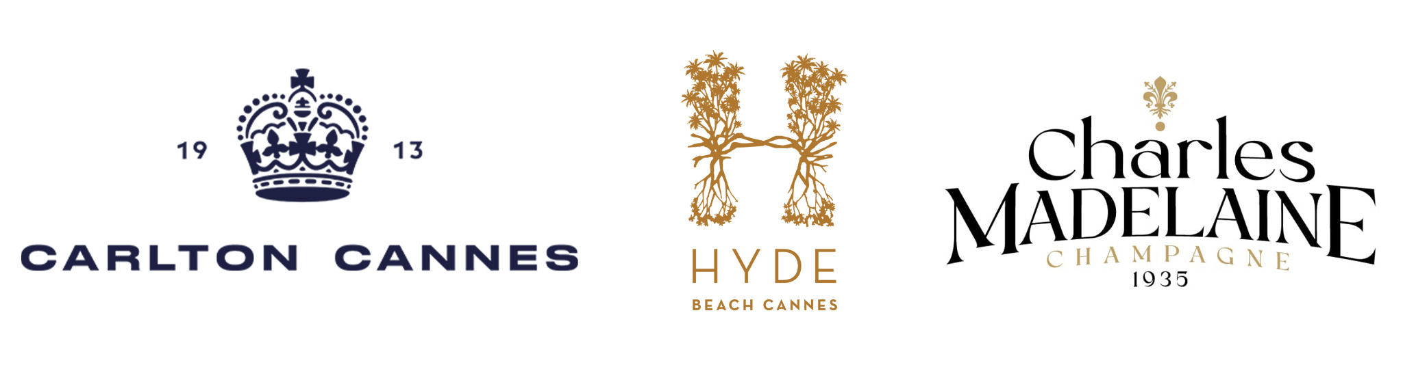 Logos Carlton Cannes, Hyde Beach Cannes et Charles Madelaine